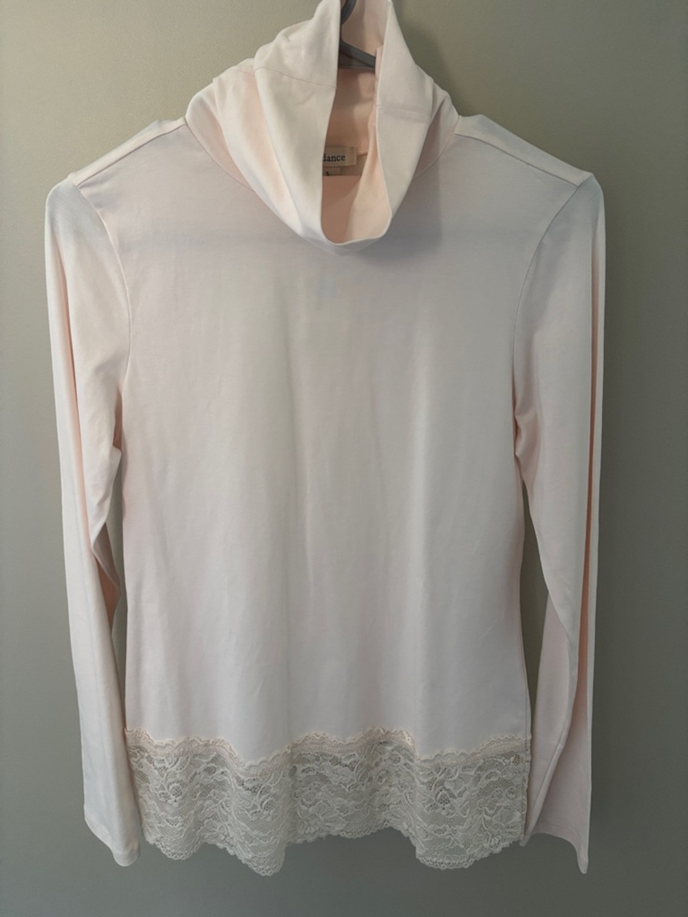 Sundance Light Pink Long Sleeve Tee with Lace Hem S